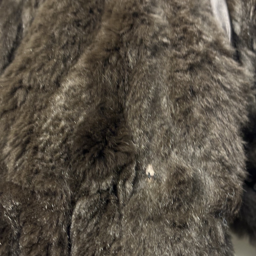 June Brown Reversible Genuine Rabbit Fur Jacket Womens Small Quilted Ruched - Picture 5 of 14